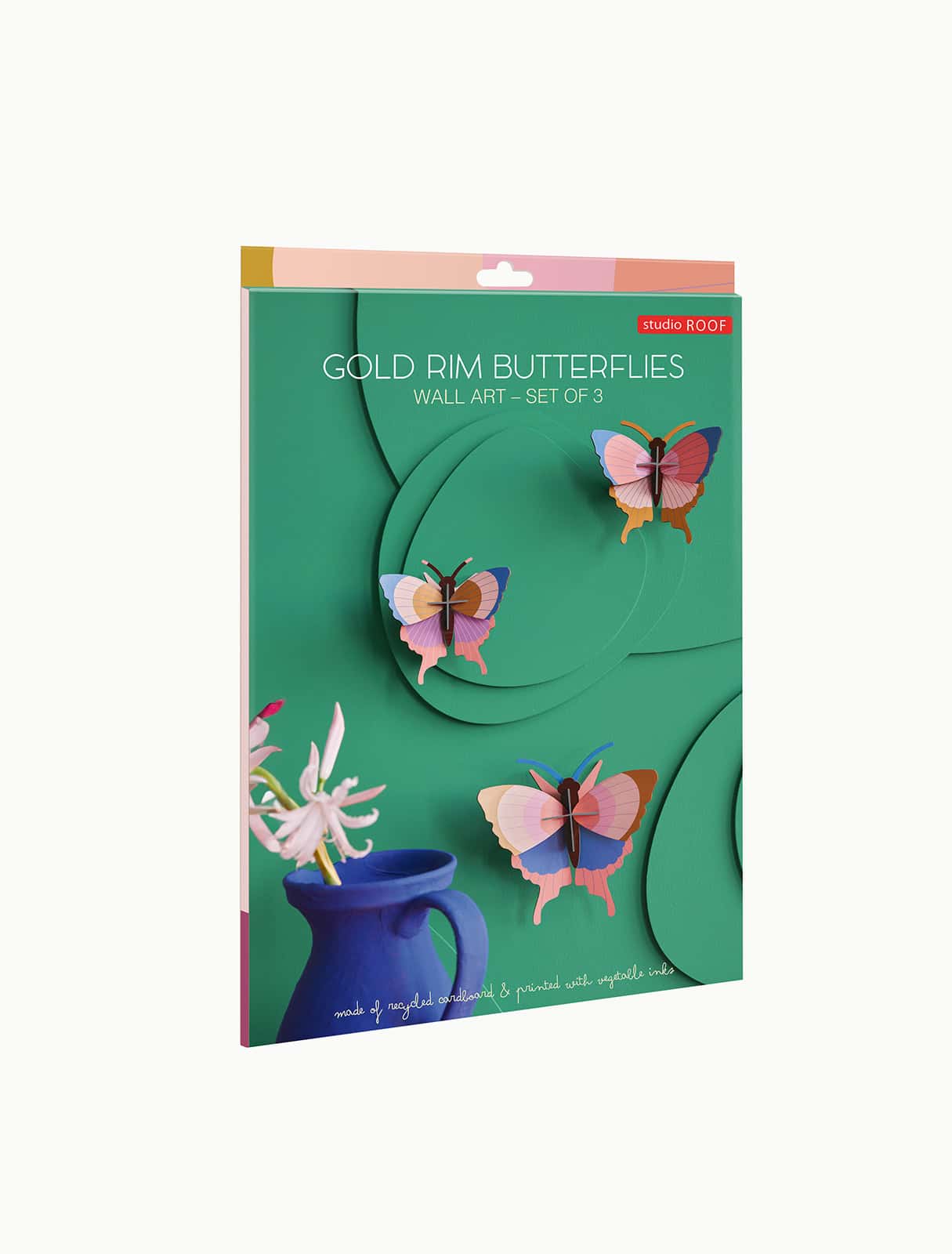 Gold Rim Sommerfugle vægdekoration – sæt med 3 stk. 3D fra Studio ROOF - Image 3