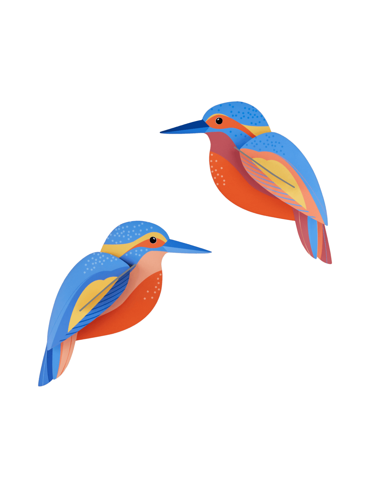Kingfishers vægdekoration – 3D papirfugle fra Studio Roof – 2 stk. fugle i 3D - Image 3