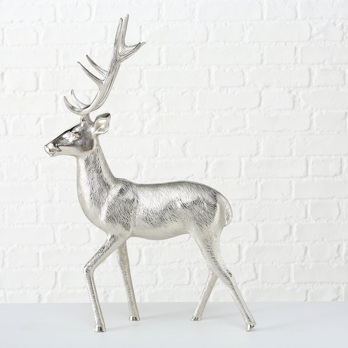 Sølvrensdyr i Aluminium – Håndlavet Deko figur 67 cm - Billede 2