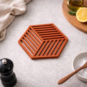 Hexagon silikone bordskåner Terrakotta