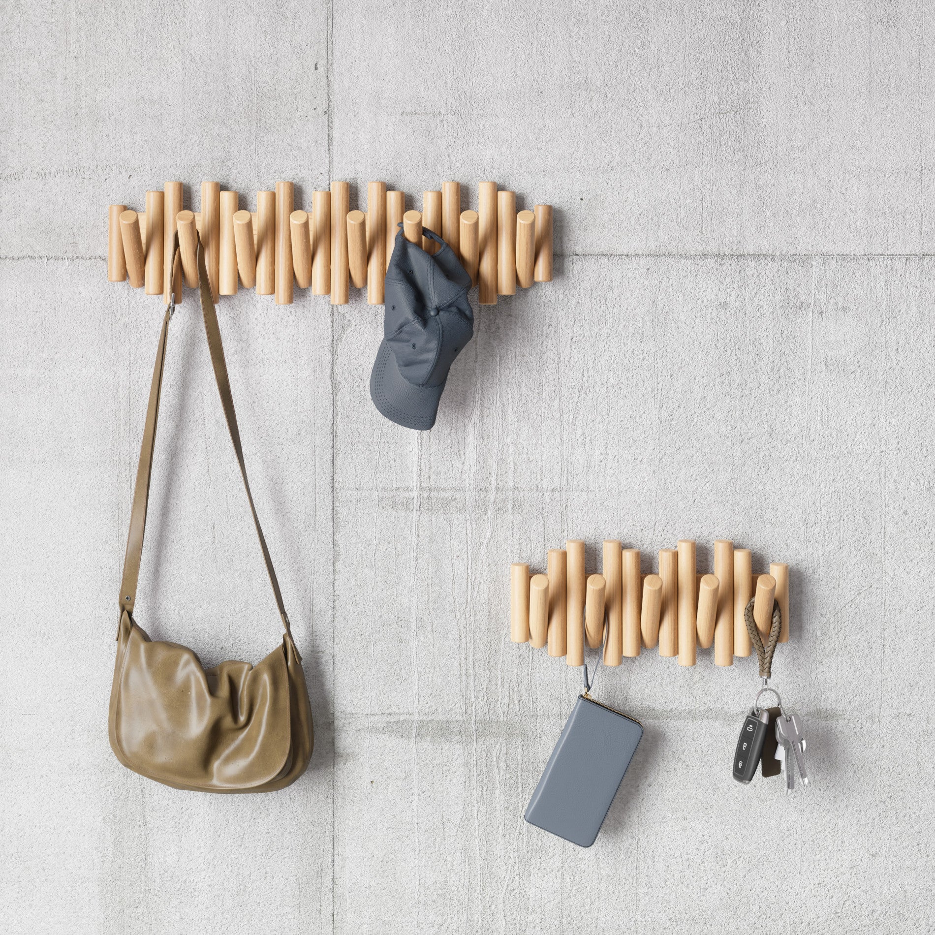 Knagerække Picket med 8 kroge – træ og metal, 61×17×8,8 cm - Image 2